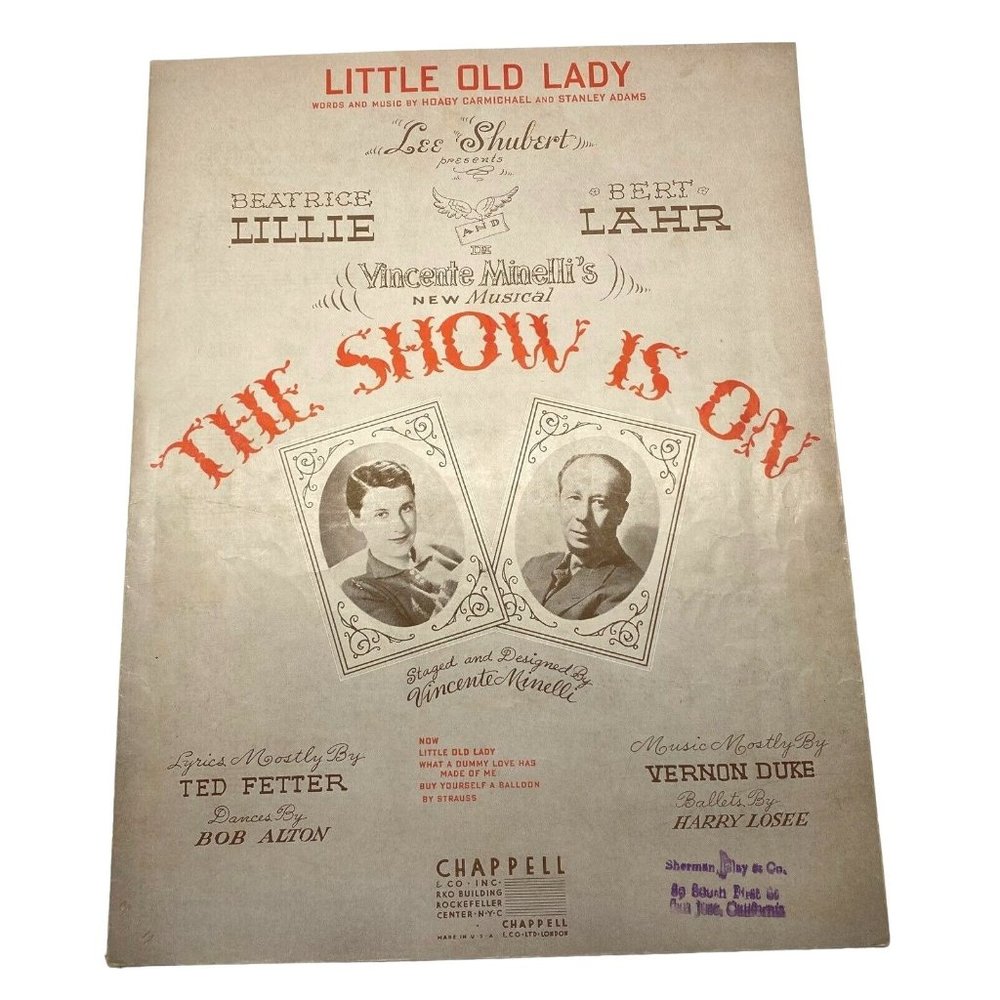 Little Old Lady Vintage Piano Sheet Music from The Show is On Vincente Minelli